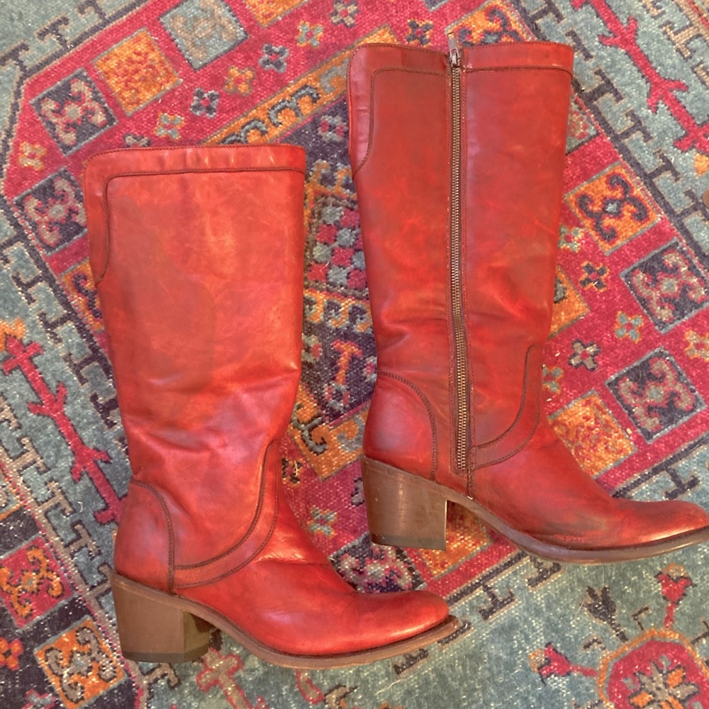 Red leather Heritage riding boots